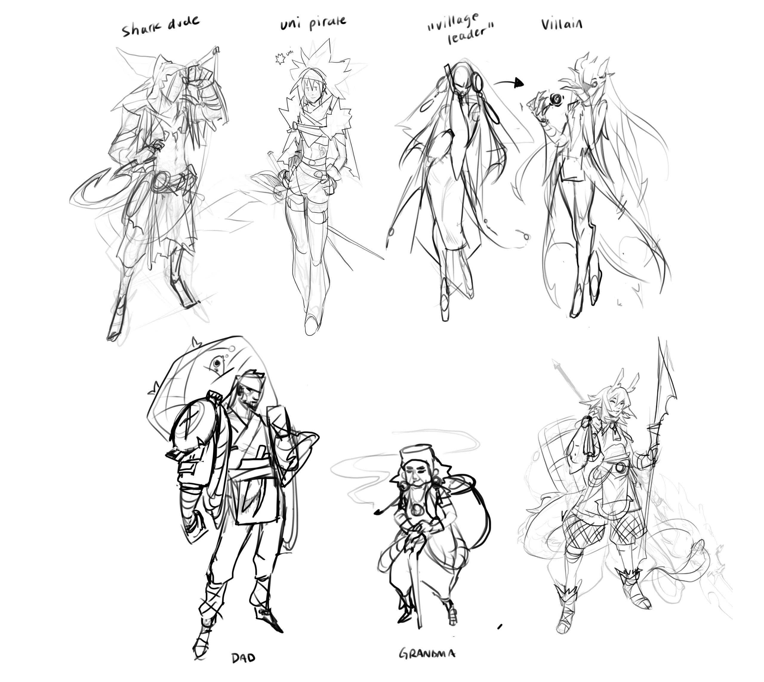 Fishing village residents - sea creature inspired!